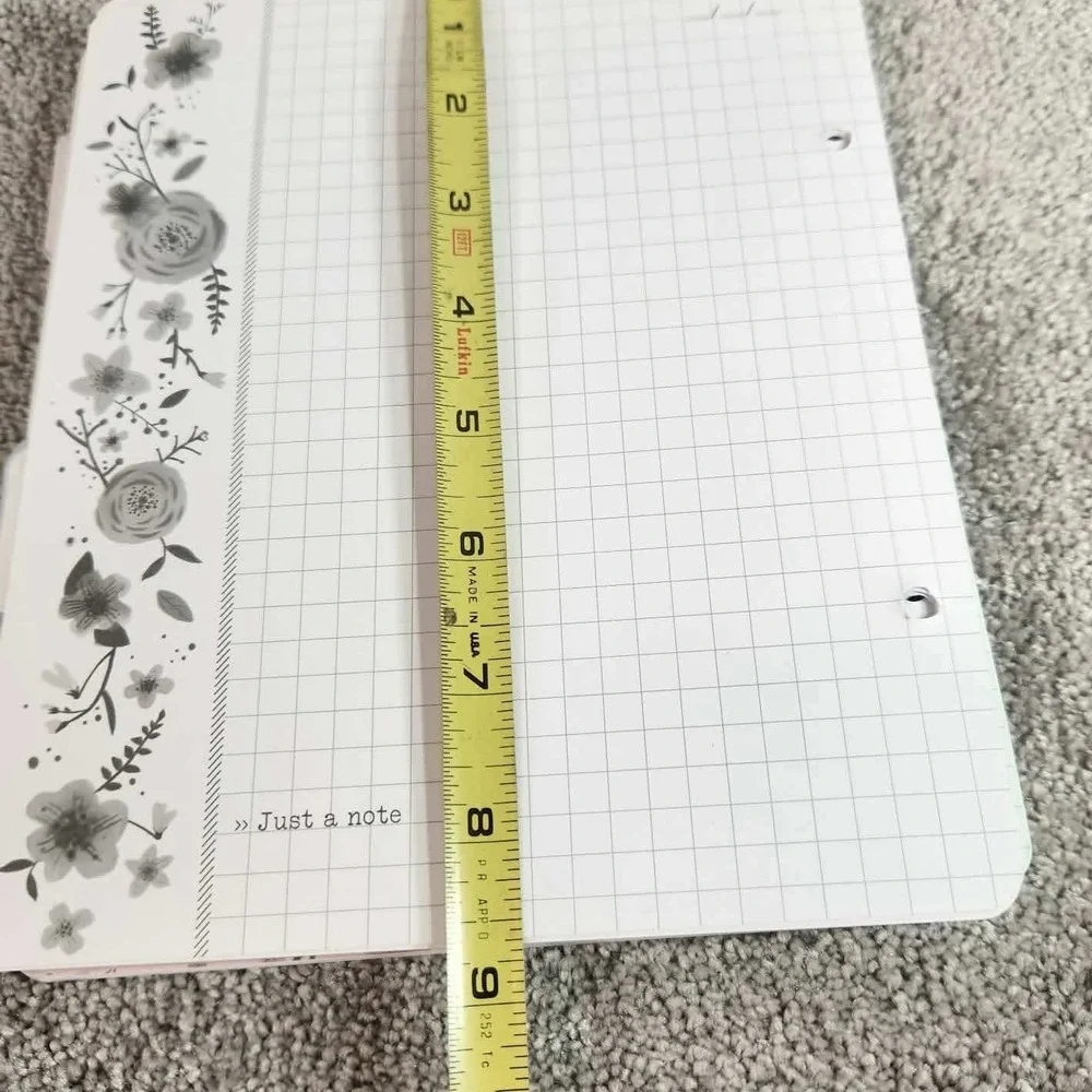 Planner Refill‎ White Floral Lined Grid Tabbed Pages